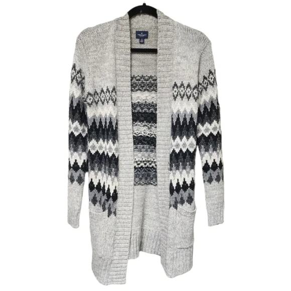American Eagle Outfitters Sweaters - American Eagle Outfitters Southwest Pattern Grey Long Cardigan Size S Fair Isles